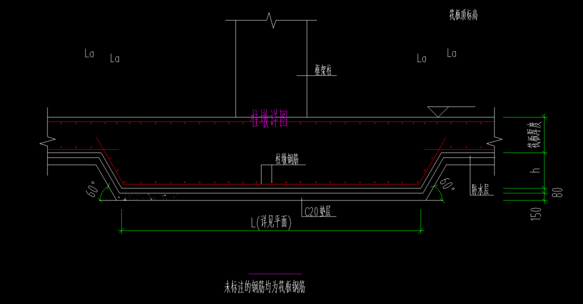 筏板基础上柱墩施工图图片