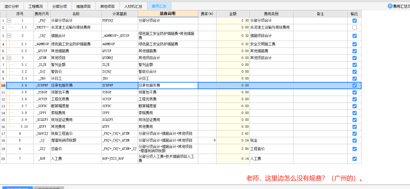 费用汇总