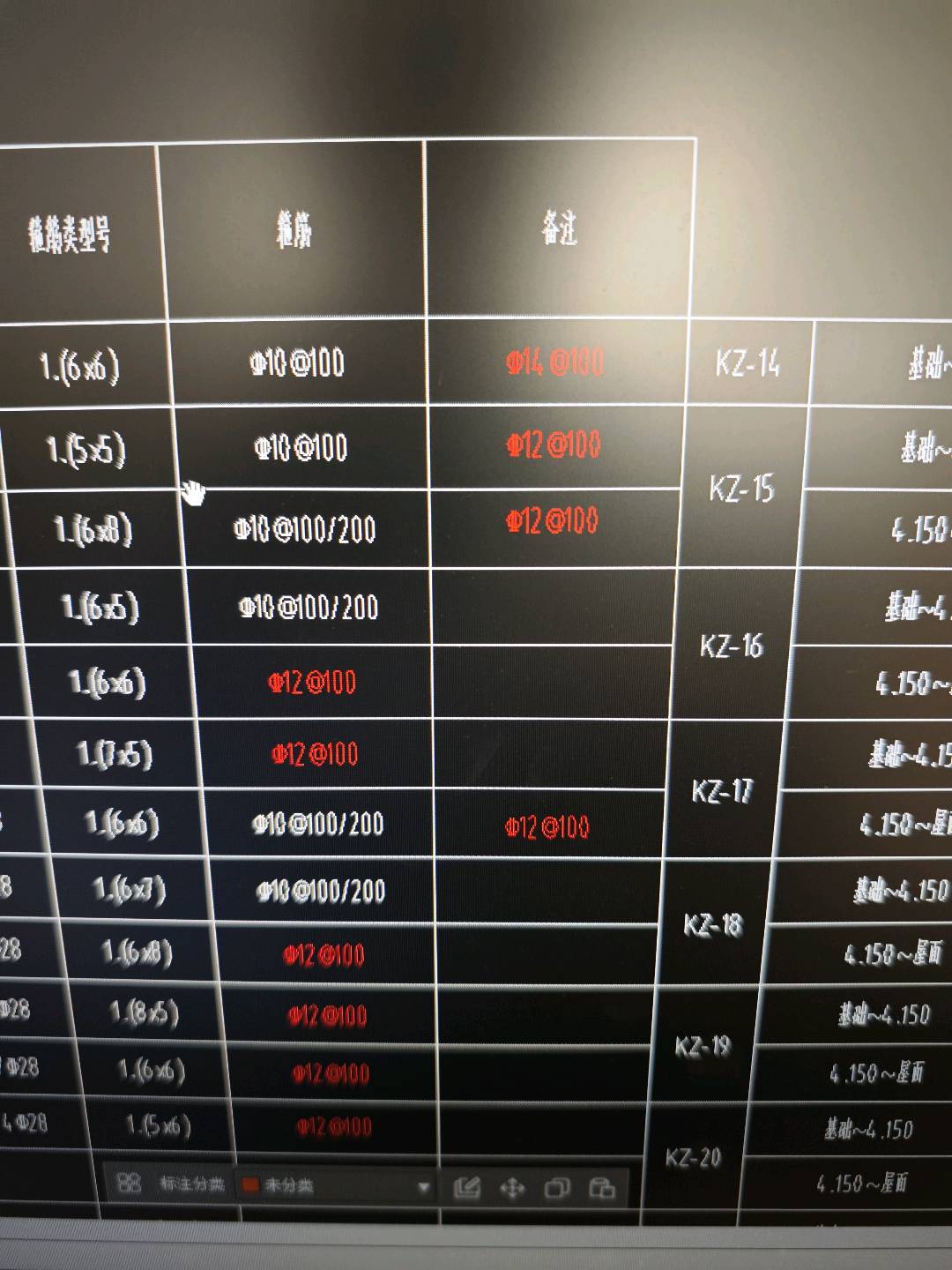 柱表