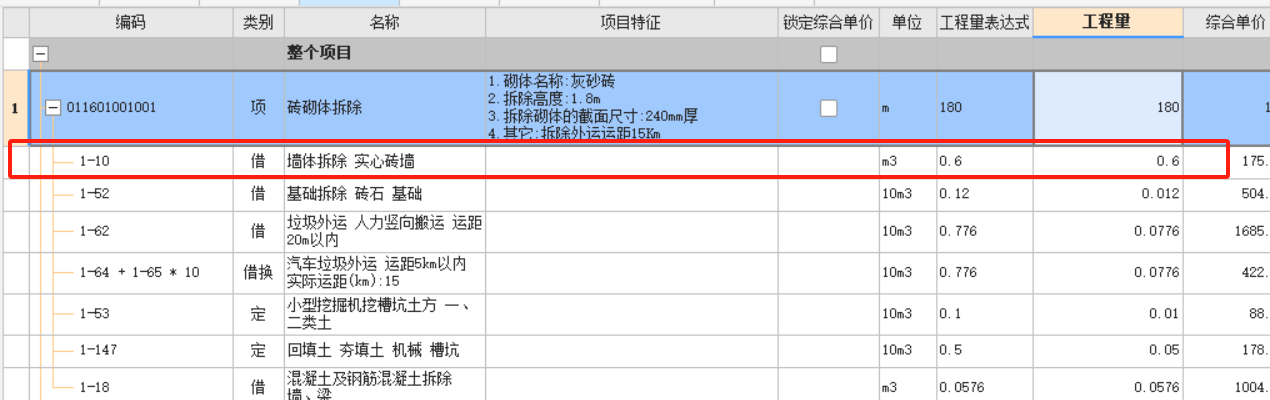 综合单价分析