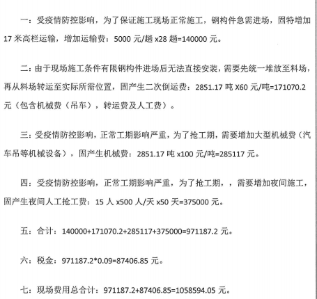 索赔计价表