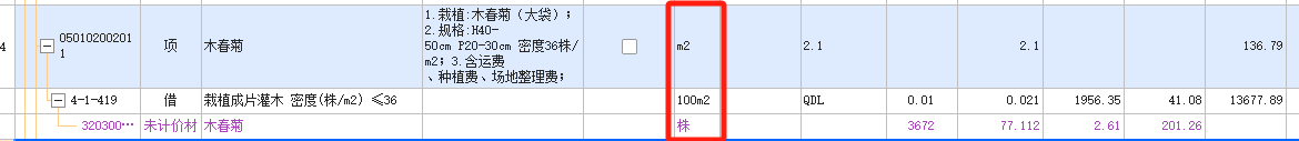 未计价材