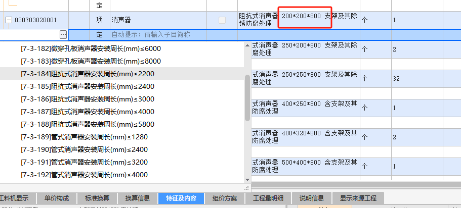 项目特征