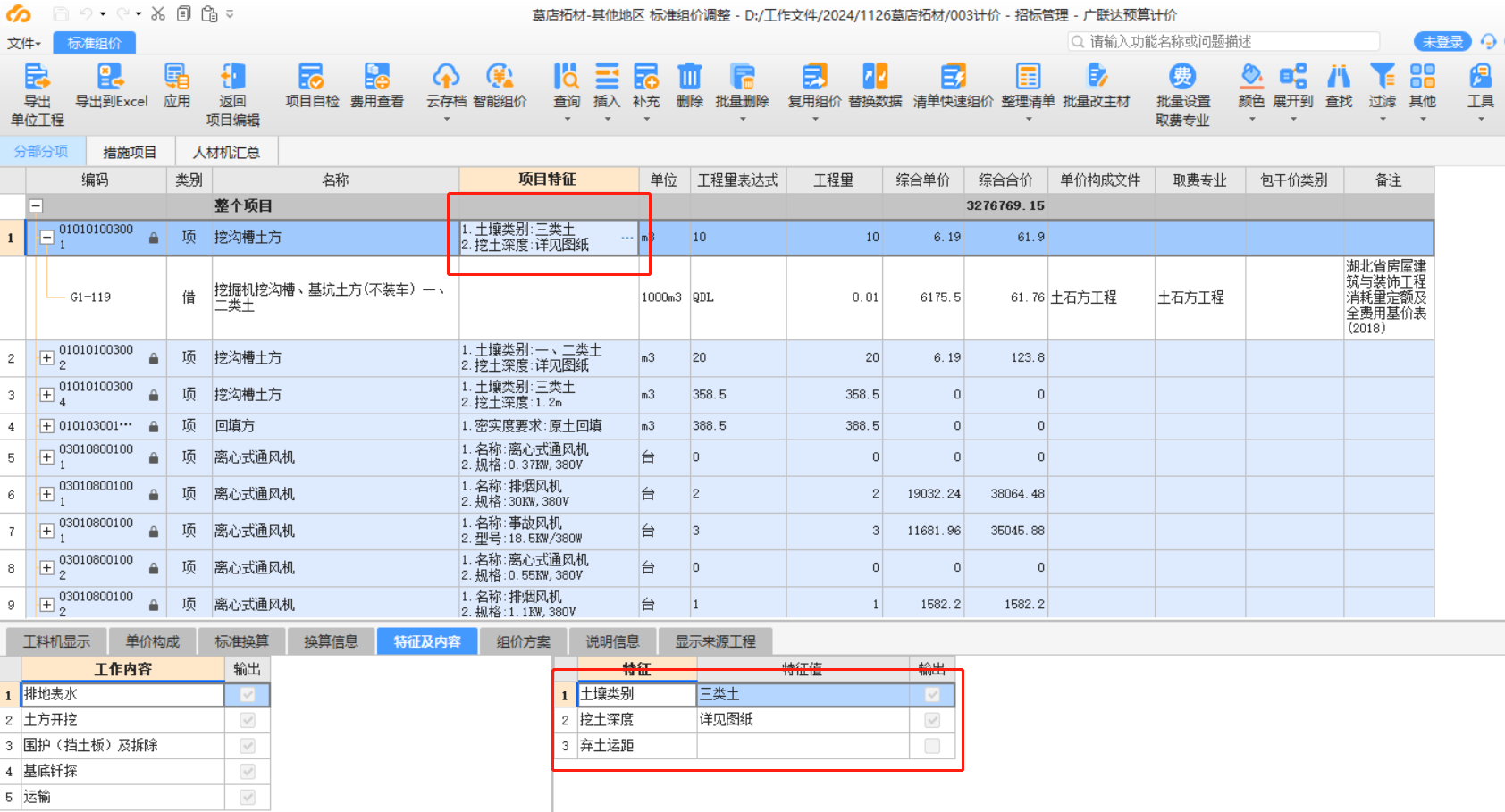 项目特征
