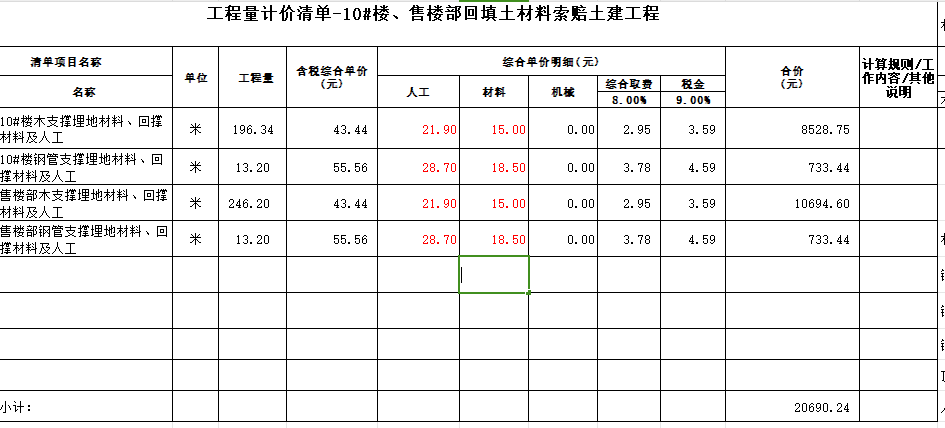 下材料