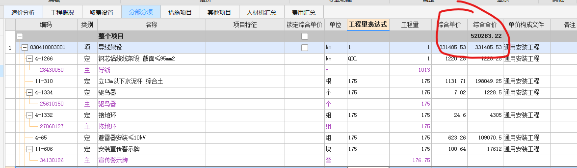 综合合价