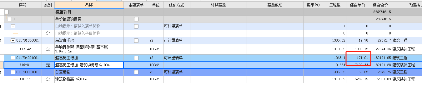 单方造价