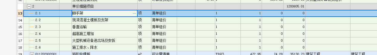 措施项