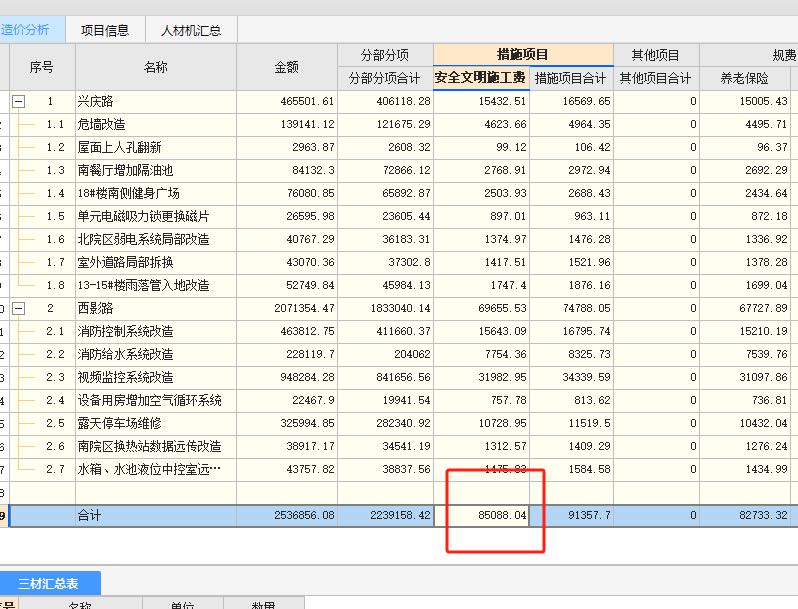安全文明施工费