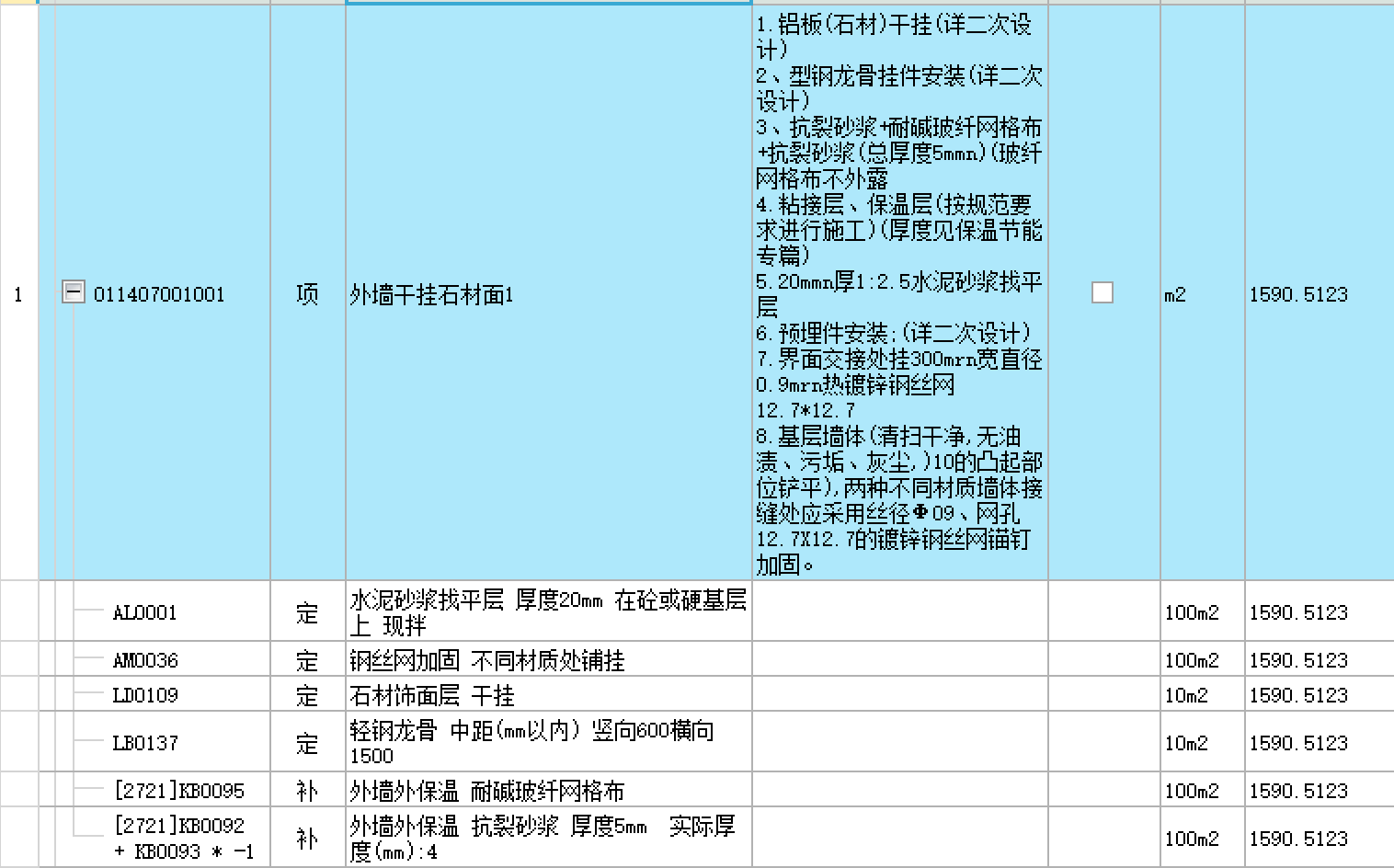 清单列项