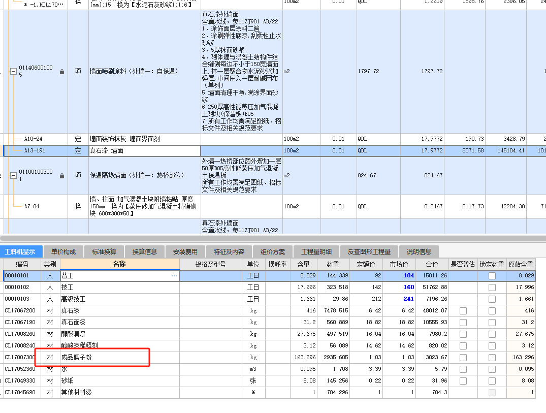 项目特征