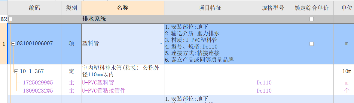 项目特征