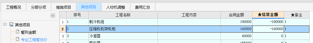 专业工程暂估价