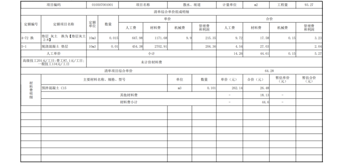 综合单价分析