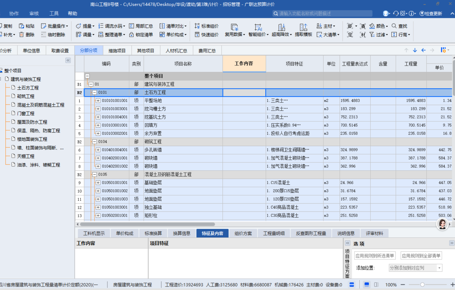 项目特征