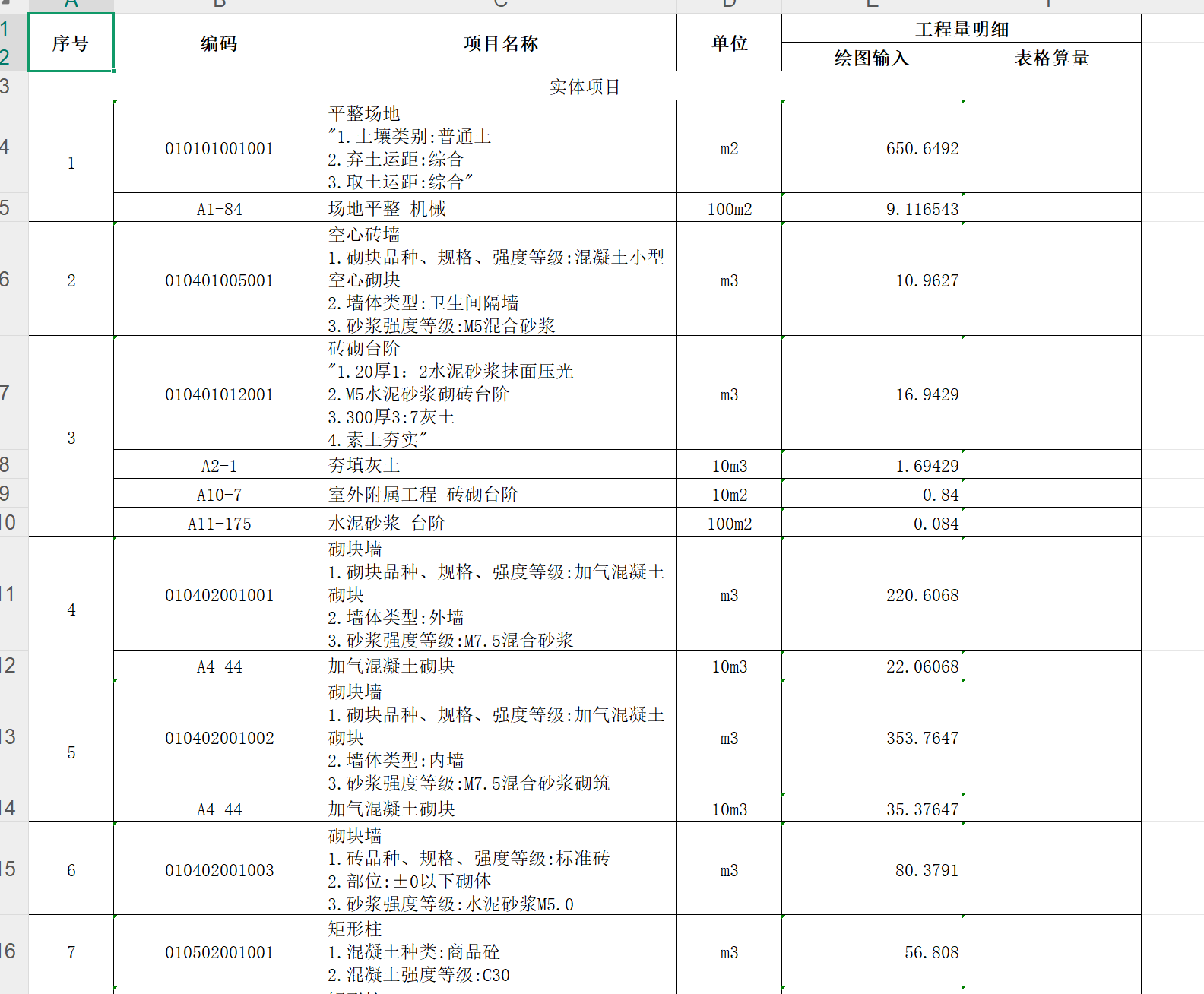 汇总表