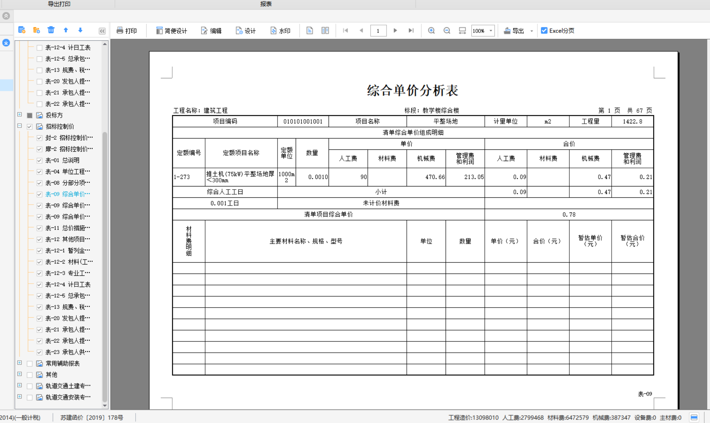 綜合單價(jià)分析