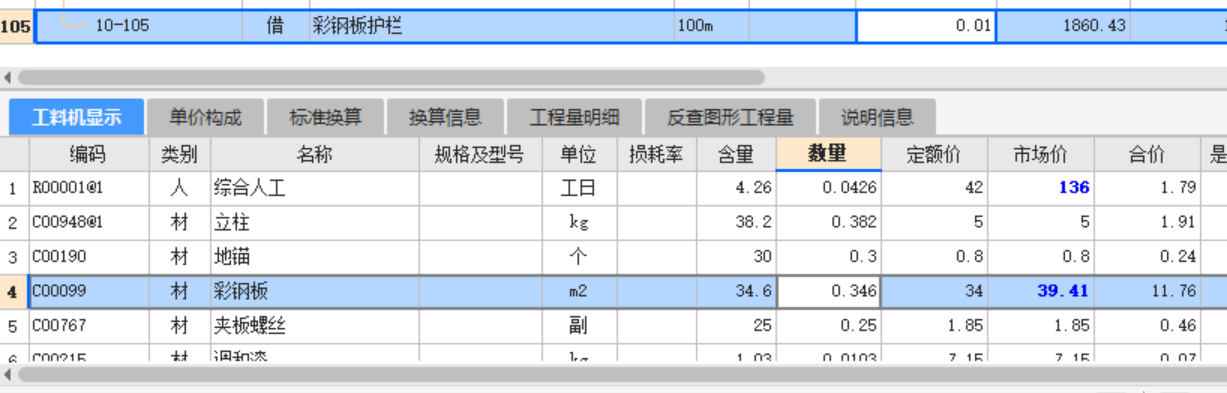 价目表