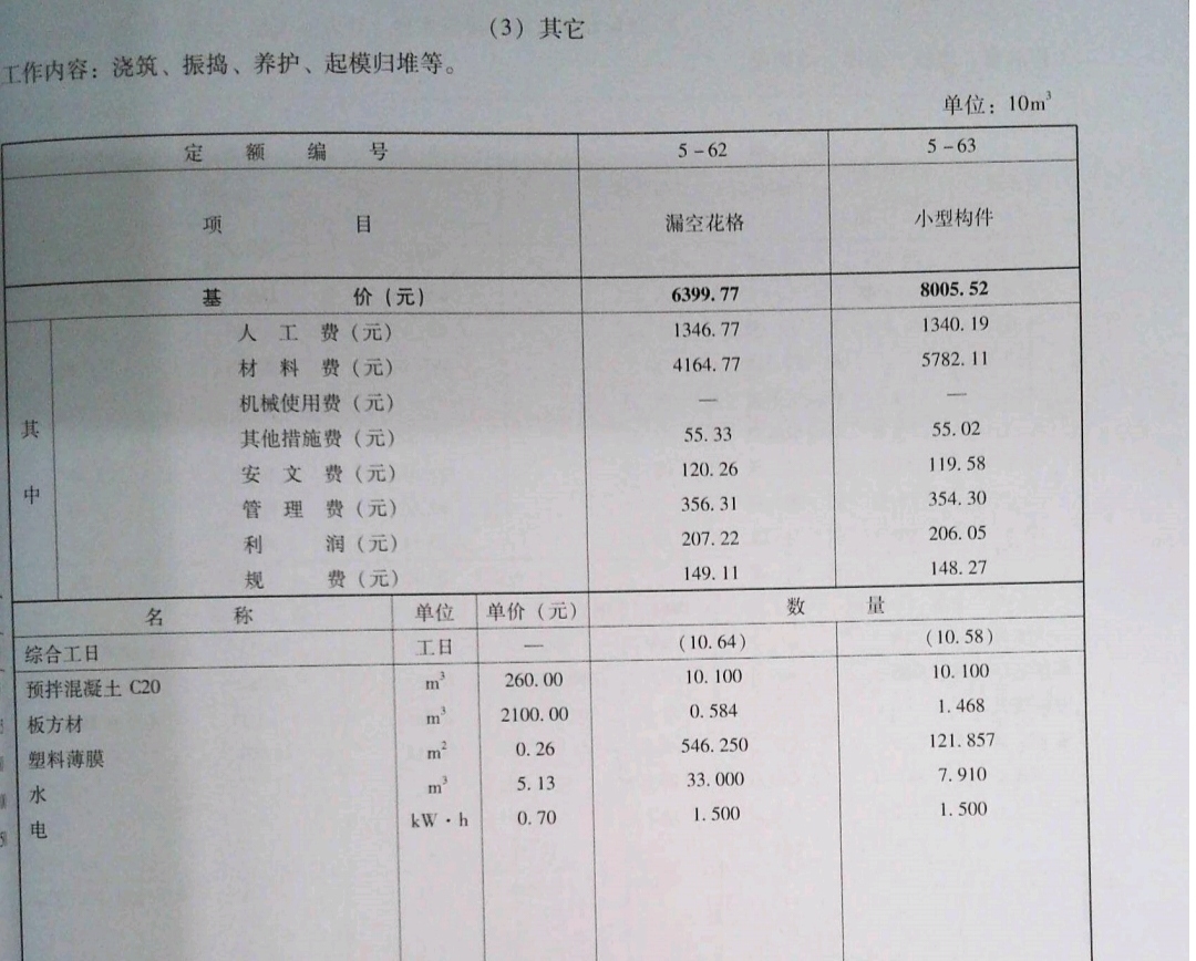 小型构件