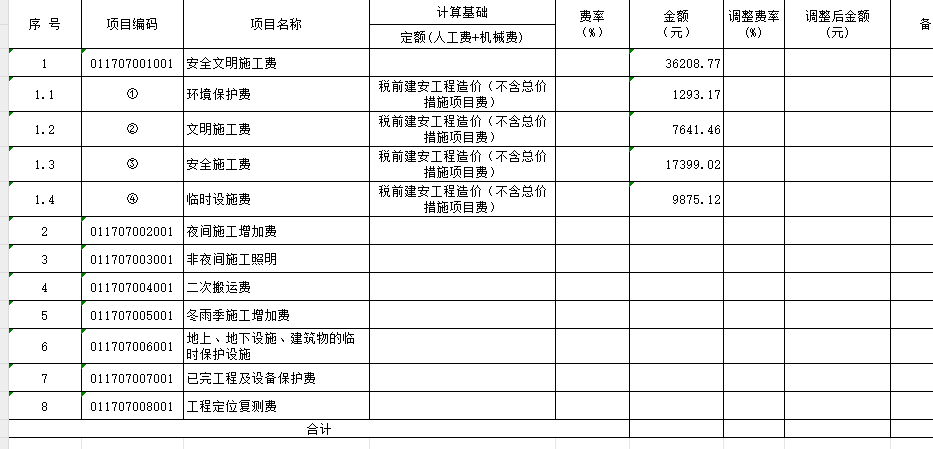 安全文明施工费