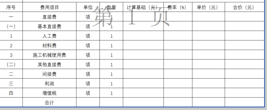 综合单价分析