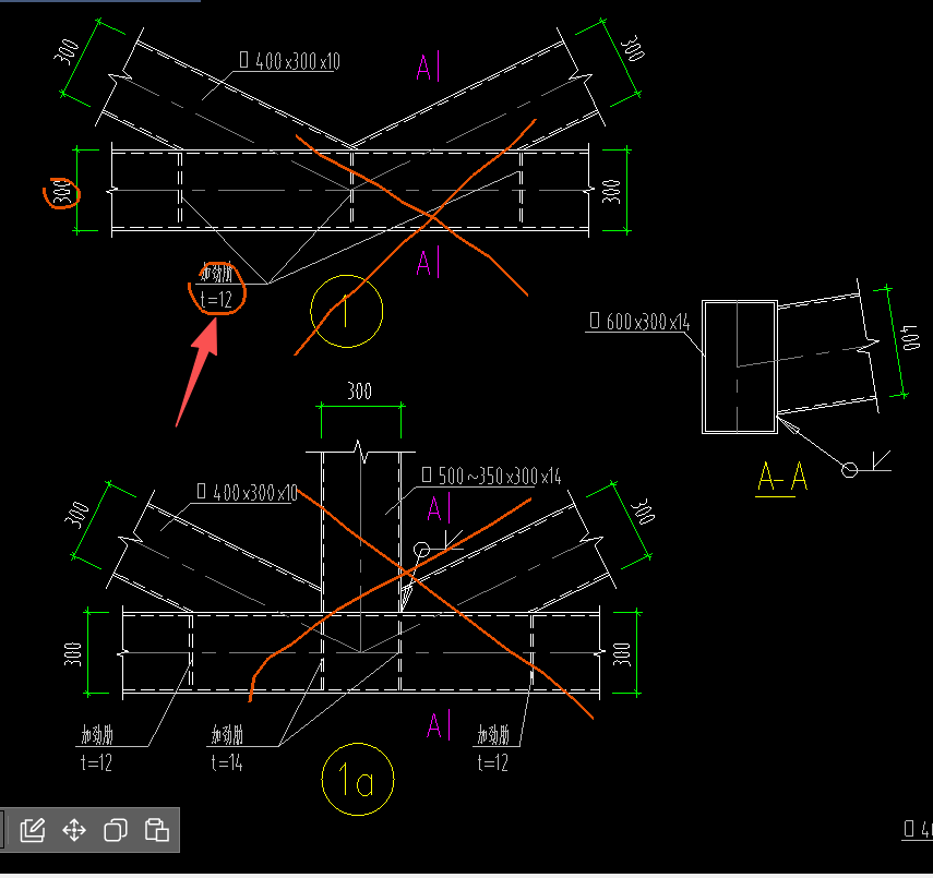 答疑：请问这种矩管杆件连接处的加劲肋怎么计算呢？图纸上只有厚度，没有其他尺寸
