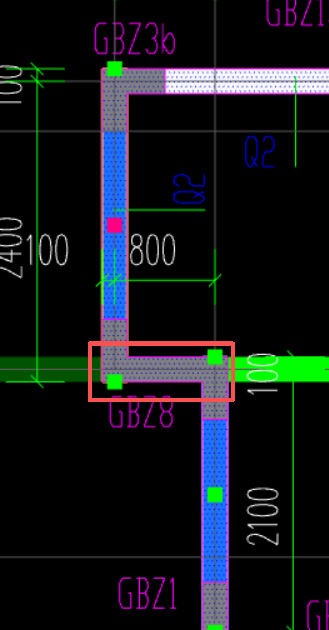 答疑：请问这一段剪力墙需要延申进暗柱里吗，如果需要是按Q2还是Q1呢（未标注的为Q1）