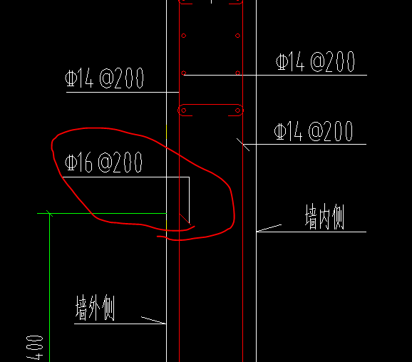 答疑：我想问一下，这个挡土墙这块我画圆圈的是什么意思，是竖向钢筋吗？