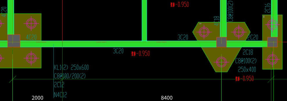 答疑：图中KL1梁的配筋能与平法表中的对应吗，上通钢筋与跨中钢筋有什么区别？