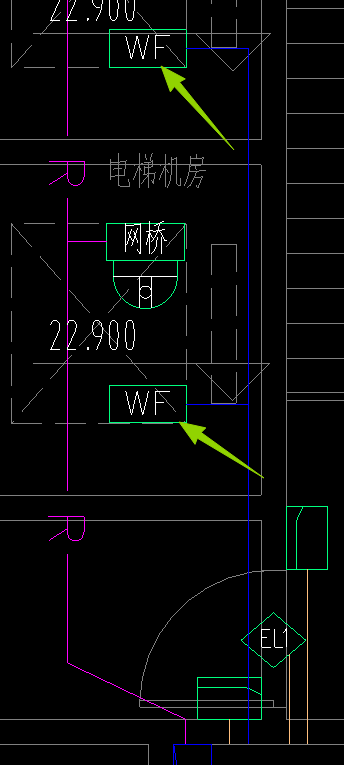 答疑：弱电平面图，屋顶，WF是什么？连接的蓝色线是什么？系统图没有