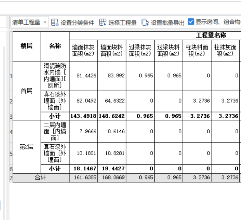 答疑：卫生间块料墙面面积是所有墙面块料面积还是一层内墙面块料面积