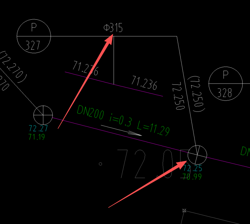 答疑：这是表示De315管和污水井外径是315吗