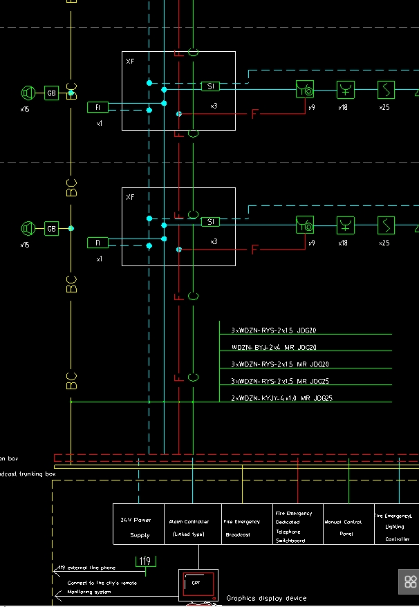 答疑：老师们 从消控室引出的主干线缆是手拉手还是一对一的形式接至各层接线箱