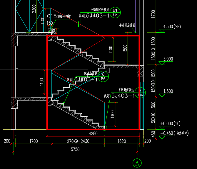 答疑：三跑楼梯投影面积怎么计算