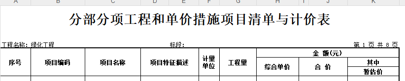 答疑：分部分项工程项目清单计价表