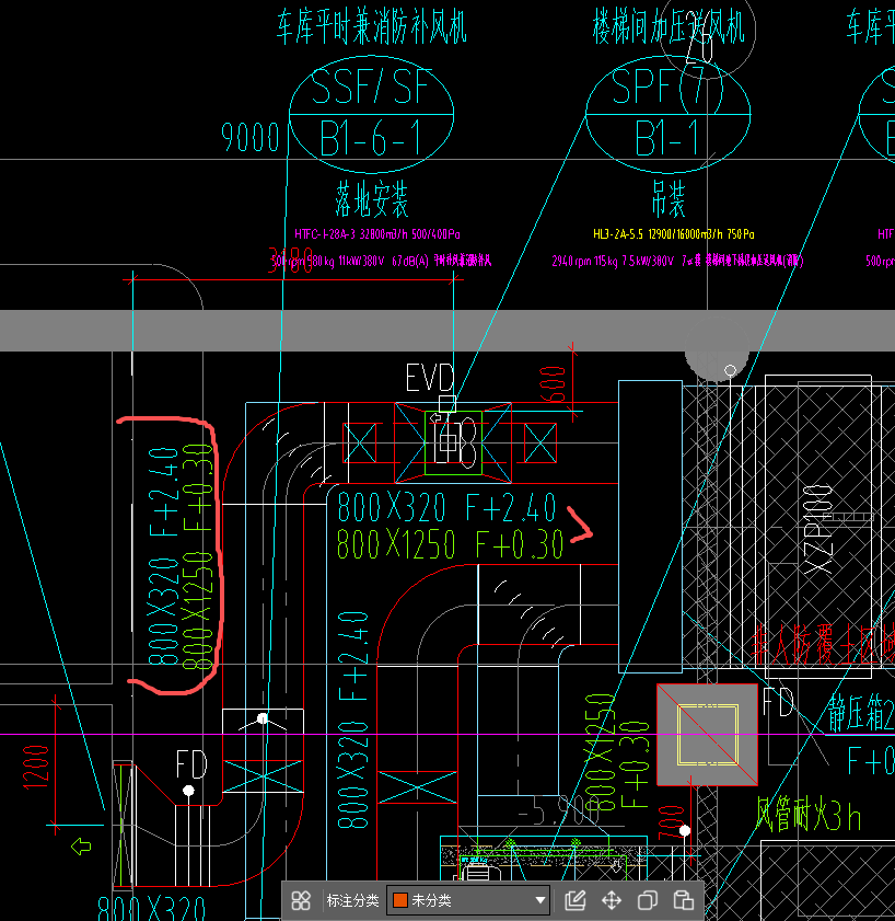 答疑：暖通风道尺寸，图中画线指那个尺寸，高度2个，一上一下