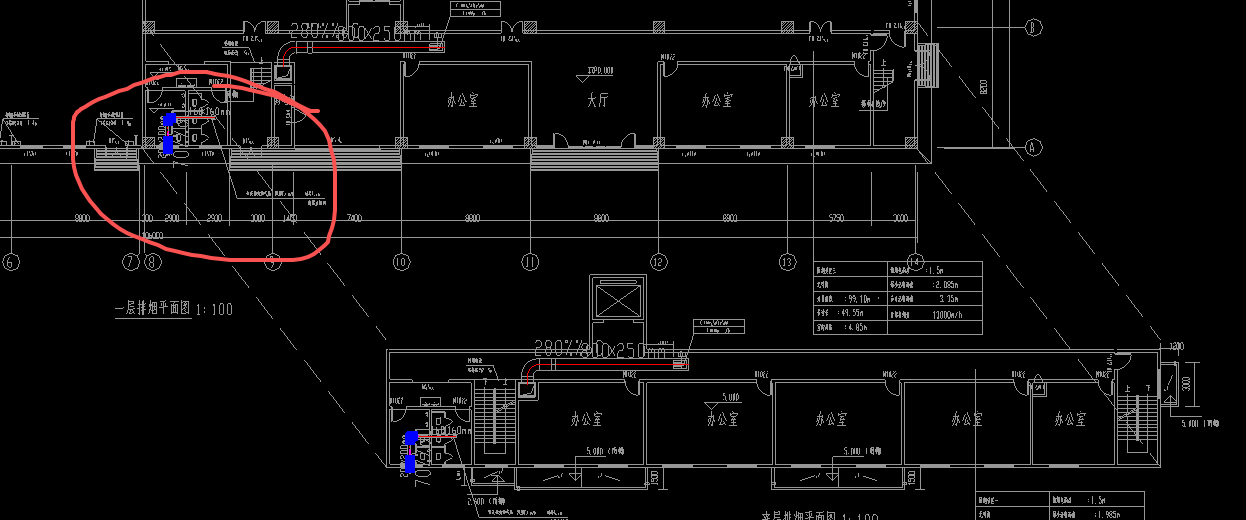 答疑：请问这个图纸一层排烟已经有卫生间的通风了，下面这张一层通风还要计算吗？还是删掉