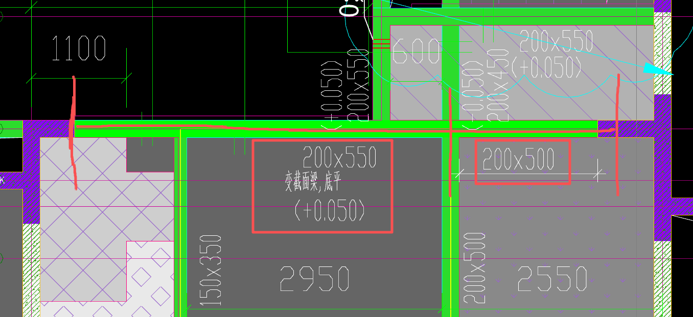 答疑：请问这根变截面梁，底平（+0.05）是什么意思，如果是说梁底标高=底标高+0.0