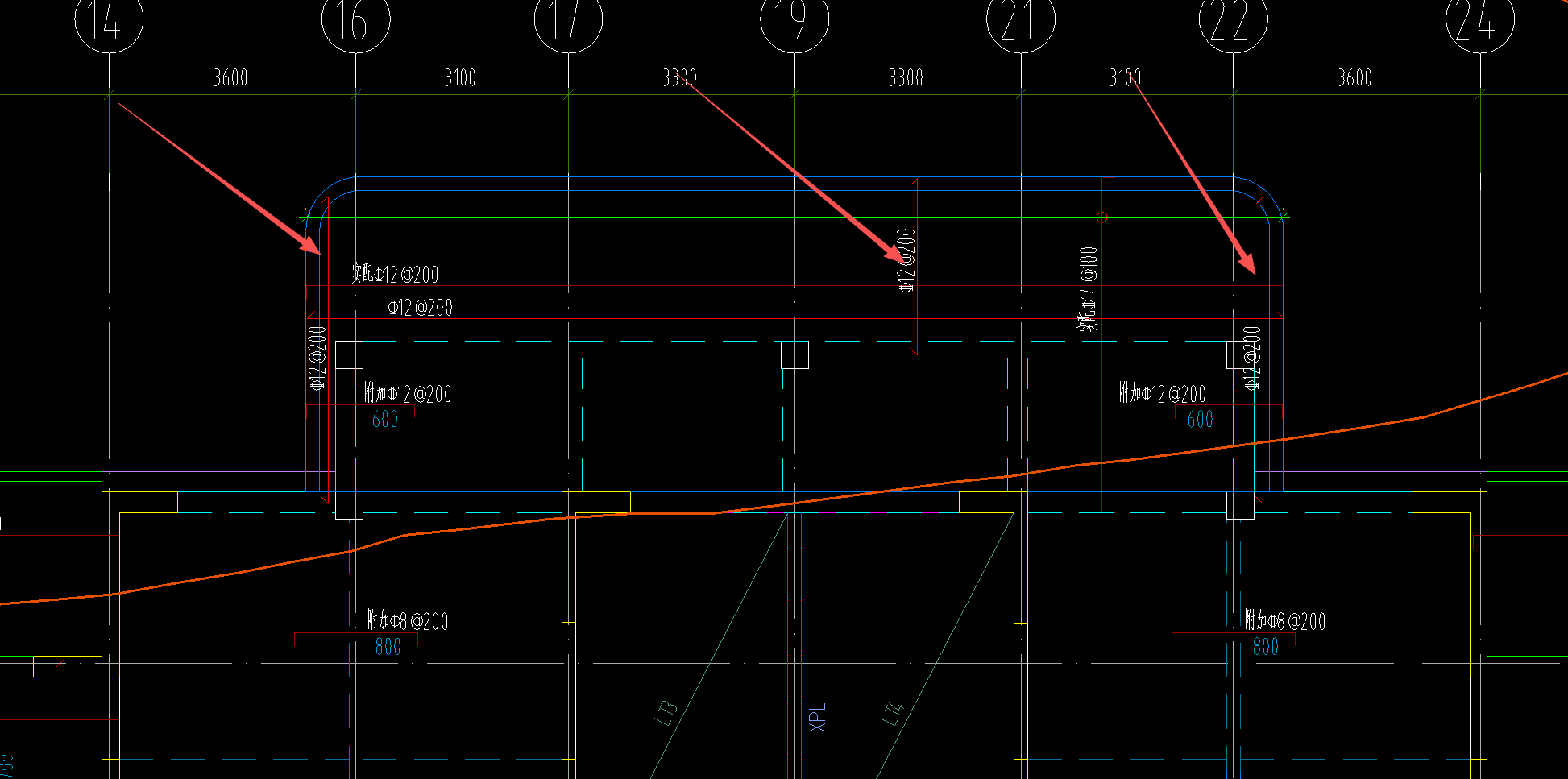 答疑：这种Y方向底筋有三根，那这三根底筋的布置范围是整块板还是分区域，分区域该怎么区分