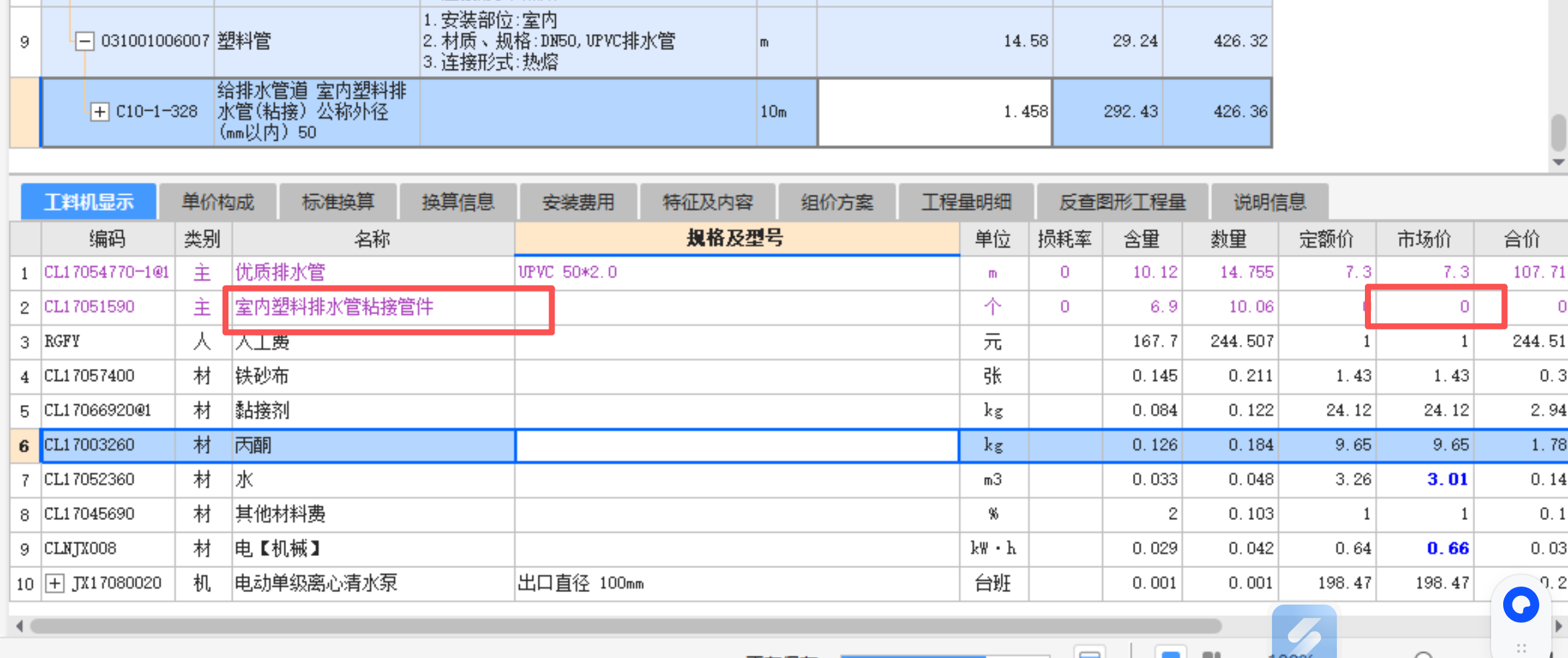 答疑：室内塑料排水管粘接管件价格怎么填？没有信息价