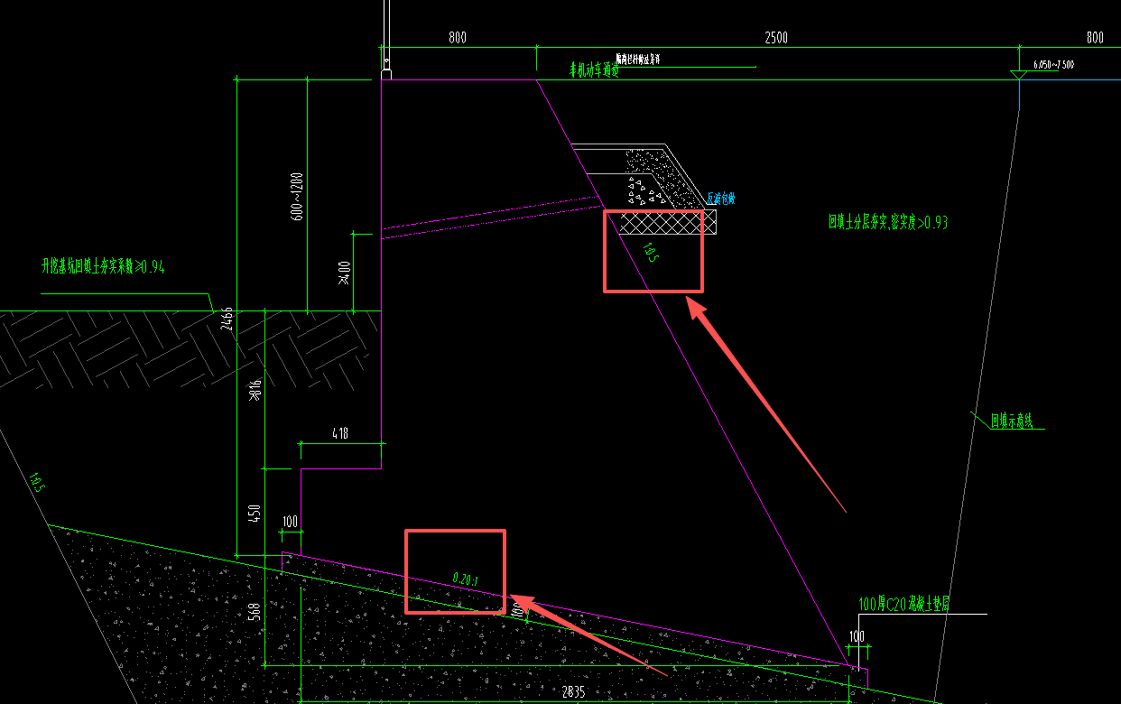 答疑：各位大神，请教一下这个挡土墙标注的比例怎么理解，麻烦讲解一下，谢谢