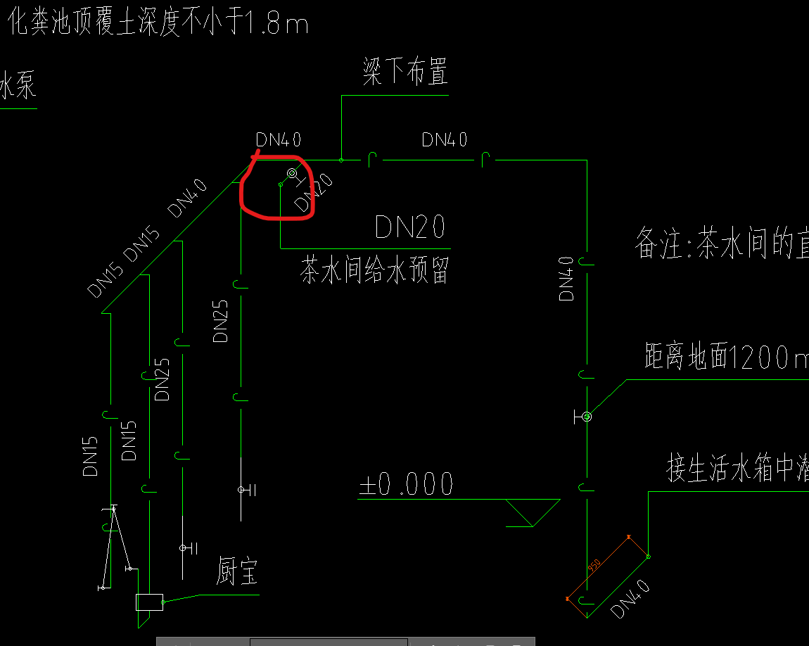 答疑：这里是还有个立管下去吗 ，高度没给出来