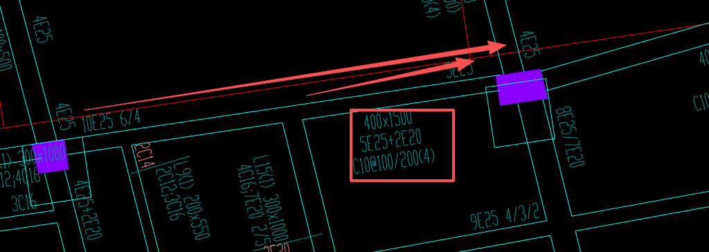 答疑：请问图中原位标注是这一跨的梁信息，还是图中短红线部分的梁钢筋信息？