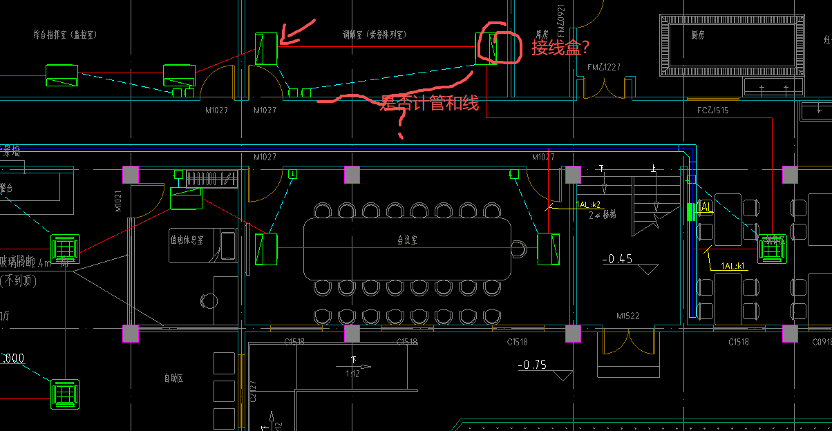 答疑：电气里的风机盘管是不是只需要计入管线和接线盒？方块里面一个T是什么？需要算线管吗