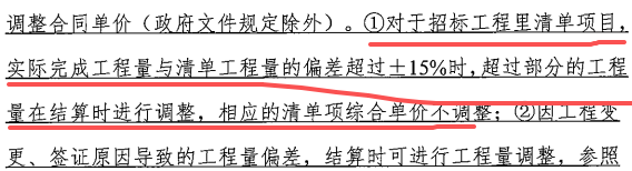 答疑：这个合同约定如果完成工程量为85%。我能按中标量入吗