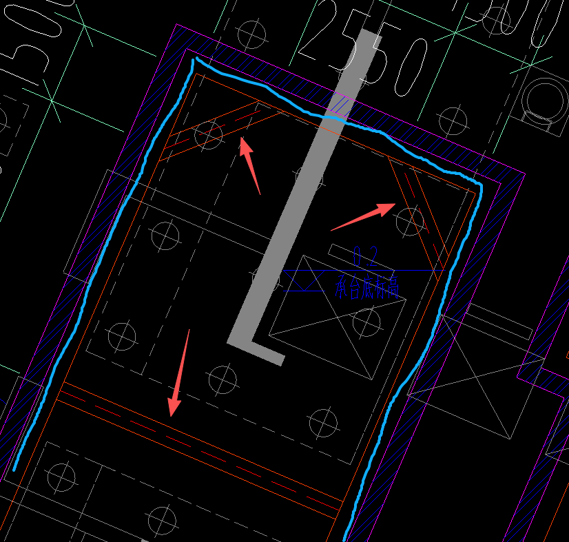 答疑：蓝色线是不是钢支撑，只有红色箭头那些才是钢围檩？