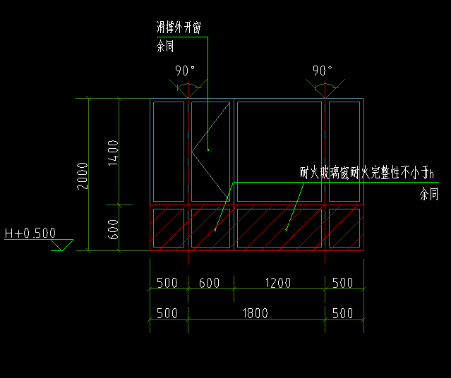 答疑：防火玻璃窗的面积是2.8*0.6吗