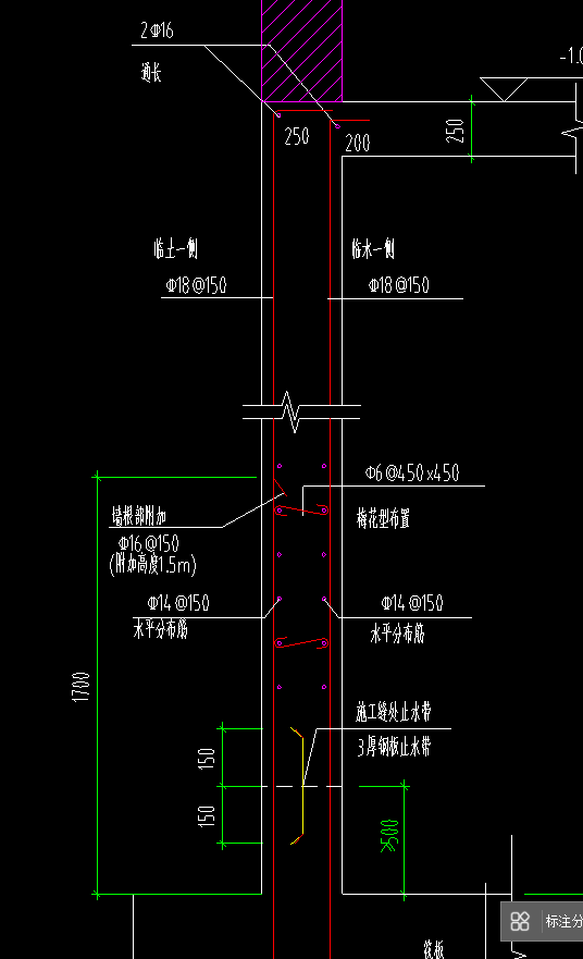 答疑：图中示意是只有下半布置水平分布筋和垂直分布筋吗