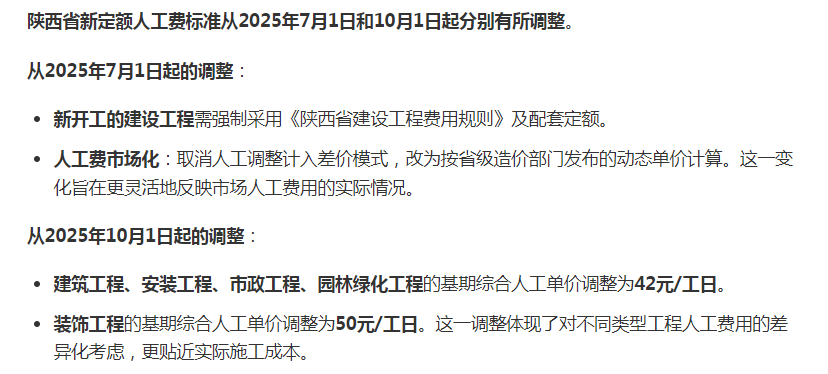 答疑：陕西省2025新定额人机动态调整