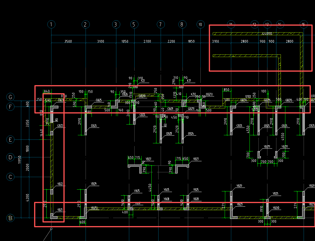 答疑：老师们这些位置黄色的线也是剪力墙吗 用什么画